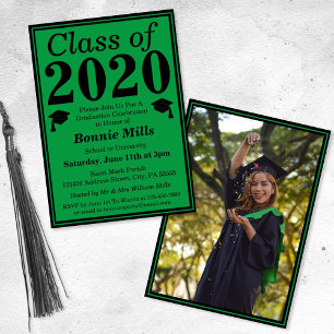 Convite Foto de Graduação da Classe Verde Preta de 2024