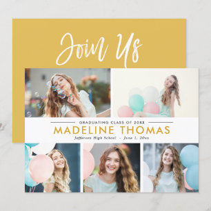 Convite Foto de Graduação de Colagem EDITÁVEL Limpa