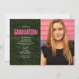 Convite Foto de graduação de Neon Boxwood