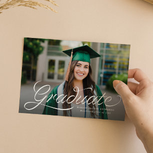 Convite Foto de graduação de ribbon com estilo moderno par