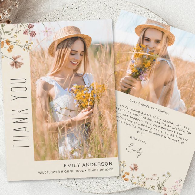 Convite Foto de Graduação de Sangue de Flor Selvagem Obrig (Criador carregado)