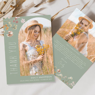 Convite Foto de Graduação de Sangue de Flor Selvagem Obrig