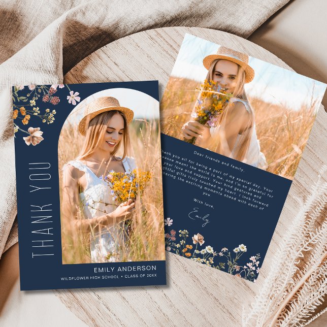 Convite Foto de Graduação de Sangue de Flor Selvagem Obrig (Criador carregado)