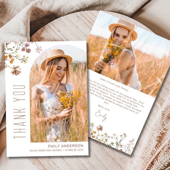 Convite Foto de Graduação de Sangue de Flor Selvagem Obrig (Criador carregado)