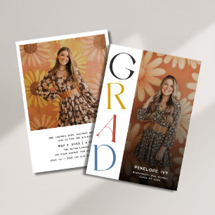 Convite Foto de Graduação de Segundo grau Retro Simples Da