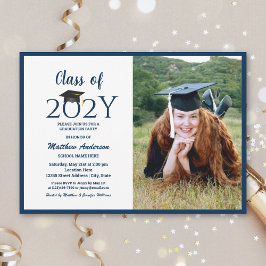 Convite Foto de Graduação do Curso de 2026 em Azul Marinho