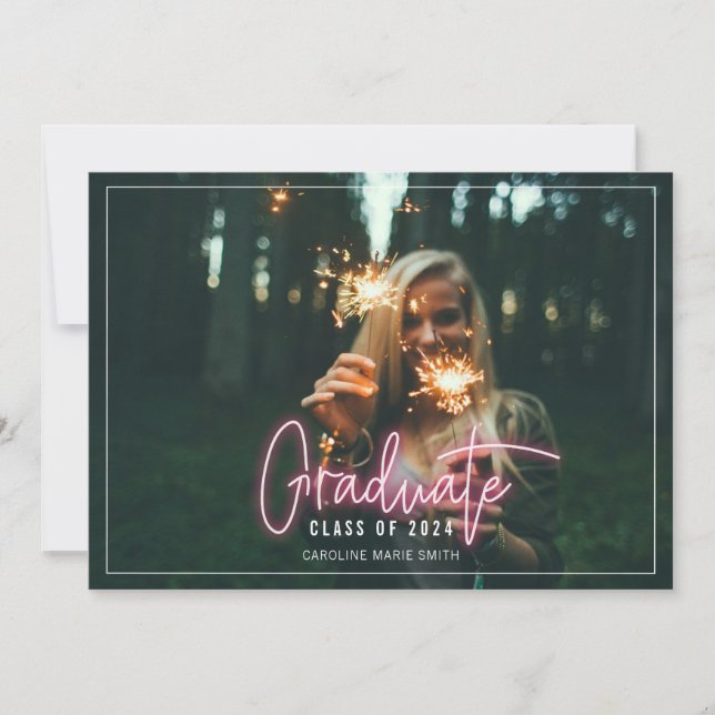 Convite Foto de graduação do Formando Neon (Frente)