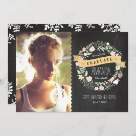 Convite Foto de Graduação do Quadro de Chalkings Rustic Bo