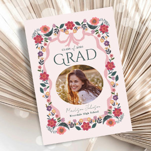 Convite Foto de Graduação Floral Elegante Grad