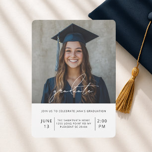 Convite Foto de Graduação Minimalista Moderna   Classe de 