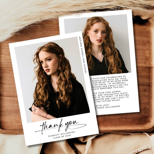 Convite Foto de Graduação Moderna - Obrigado Script (Criador carregado)
