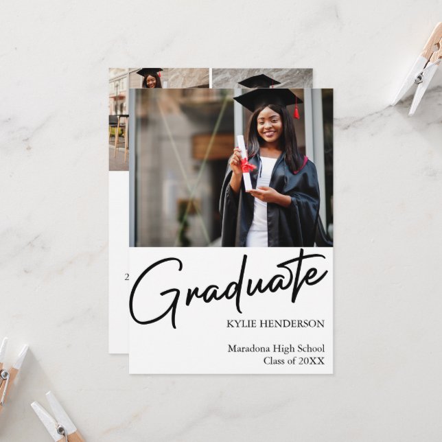 Convite Foto de Graduação Moderna Simples (Frente/Verso In Situ)