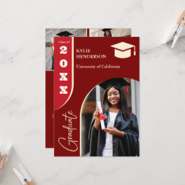 Convite Foto de Graduação Moderna Vermelha