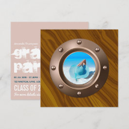 Convite Foto de Graduação Náutica Rosa Dourada e Esmagada 