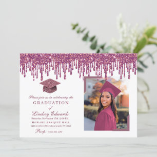 Convite Foto De Graduação Rosa Com Rosa De Derrapagem Da G