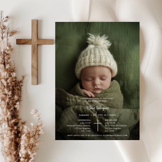 Convite foto de invitación de bautizo para niño niña (Criador carregado)