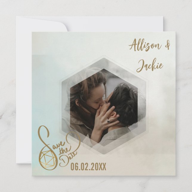 Convite Foto de Jogo de Mesa D20 em Aquarela Save the Date (Frente)