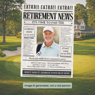 Convite Foto de jornal de golfe engraçado do homem para fe