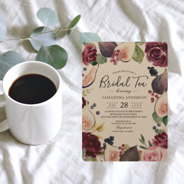 Convite Foto de Kraft Moody & Rustic Burgundy (Criador carregado)