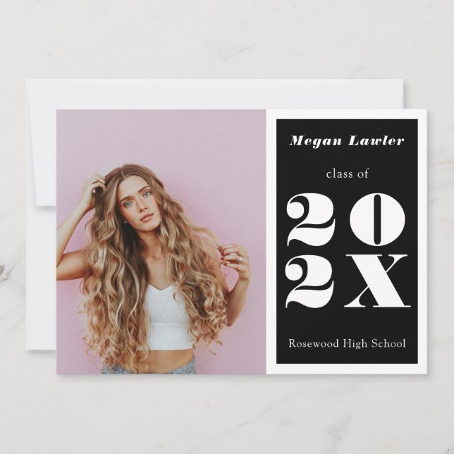 Convite Foto de lançamento do Formando Trendy Preto e Bran (Frente)