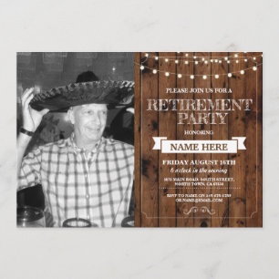 Convite Foto de Madeira Retirada Rústica do Partido da Ref