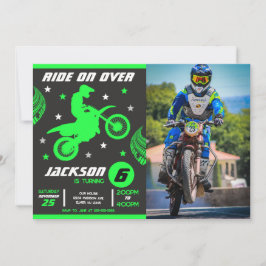 Convite Foto de Menino de Moto Motocross de Aniversário