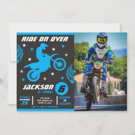 Convite Foto de Menino de Moto Motocross de Aniversário