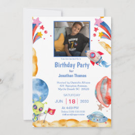 Convite Foto de Meninos Astronauta Espacial Exterior Verme