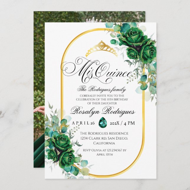 Convite Foto de Mis Quince 15 Birthday (Frente/Verso)