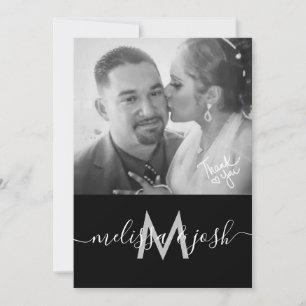 Convite Foto de Monograma de Casamento de Agradecimento co