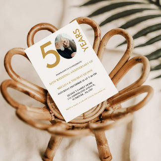 Convite Foto de na moda moderna 50º aniversário de casamen