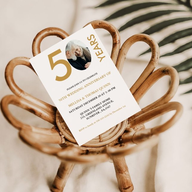 Convite Foto de na moda moderna 50º aniversário de casamen (Criador carregado)
