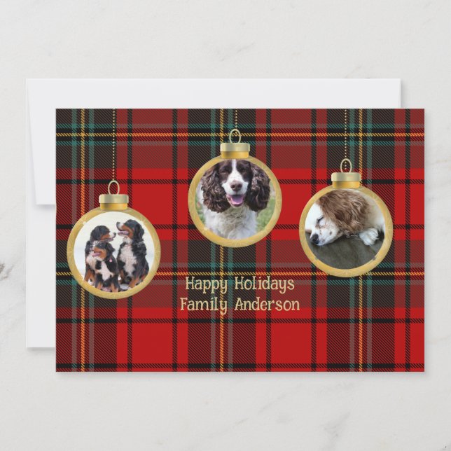 Convite Foto de Natal Baubles Feliz Bênção Esperança (Frente)