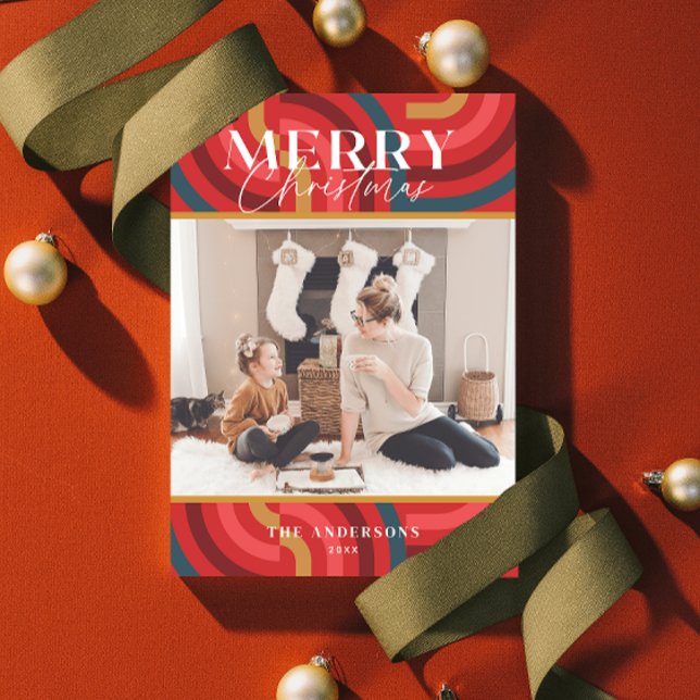 Convite Foto de Natal Geométrico Máxima do Retro (Criador carregado)