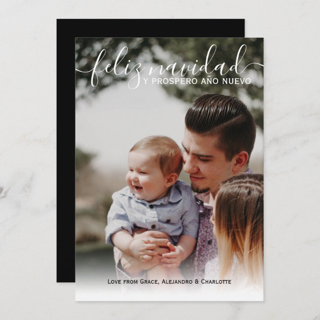 Convite Foto de Natal Moderno de Feliz Navidad (Frente/Verso)