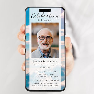 Convite Foto de Nuvens Azuis Evento Digital Funeral