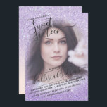 Convite Foto de Ombre Brilhante Roxo Azul Doce 16<br><div class="desc">Este elegante, feminino e doce convite de aniversário de 16 fotos é perfeito para a adolescente da moda e na moda. Ele retrata um brilho brilhante roxo e cintilante roxo e gradiente ombre cor-de-rosa-rosa com uma configuração personalizada de tipografia cursiva de script. É um toque glamouroso, feminino, simples e único...</div>