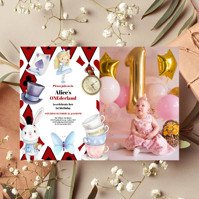 Convite Foto de Onederland Alice no primeiro aniversario d (Criador carregado)