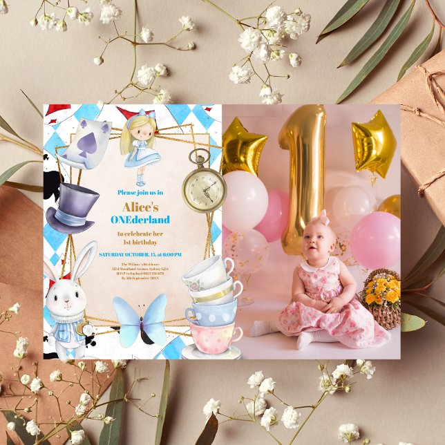 Convite Foto de Onederland Alice no primeiro aniversario d (Criador carregado)