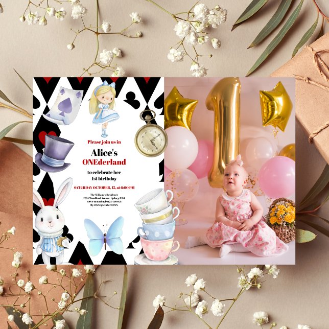 Convite Foto de Onederland Alice no primeiro aniversario d (Criador carregado)