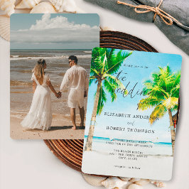 Convite Foto de Palmeira de Praia Tropical para Casamento