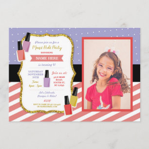 Convite Foto De Pamper De Festa de aniversário De Beleza 