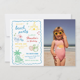 Convite Foto de Praia Personalizada de Verão Divertida Des