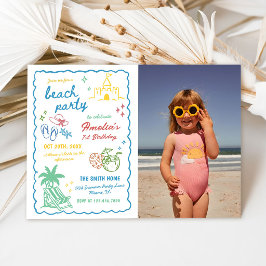 Convite Foto de Praia Personalizada de Verão Divertida Des