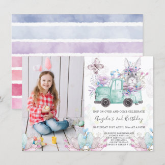 Convite Foto de primavera Bunny Birthday