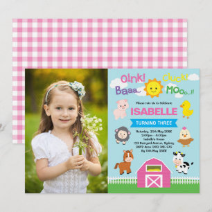 Convite Foto de primeiro aniversario de animais de criação