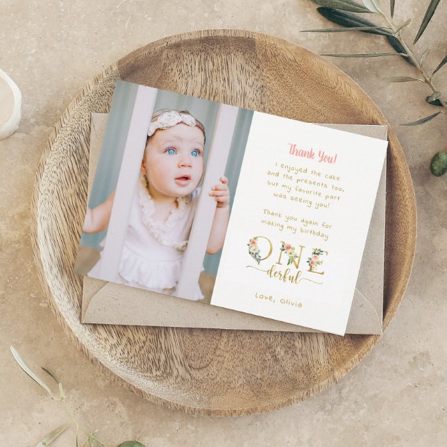 Convite Foto De primeiro aniversario Maravilhosa - Obrigad (Criador carregado)