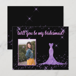 Convite Foto de Proposta de Bridesmaid com borda ajustável