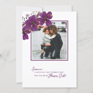 Convite Foto de proposta de menina de flores 'Roxo Será qu