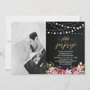 Convite Foto de Quadro Negro e Luzes para 50º Aniversário 